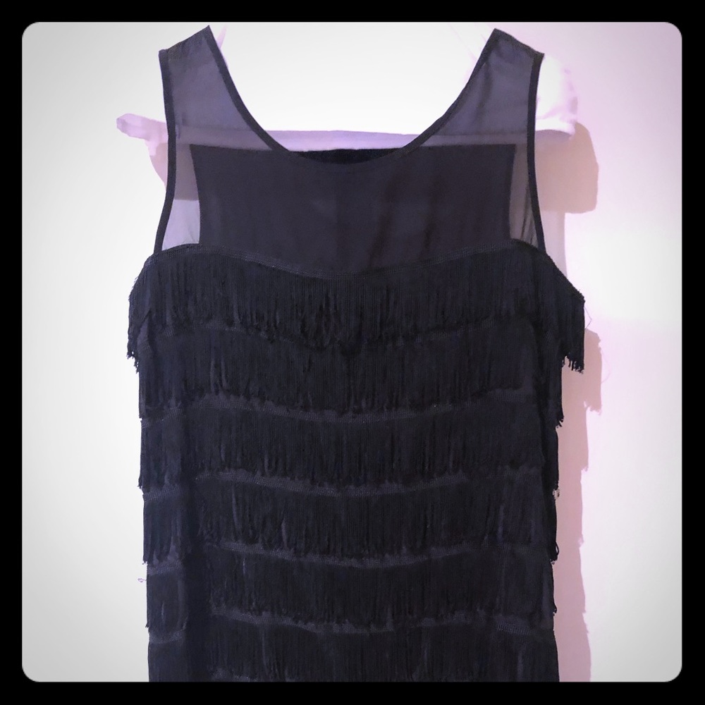Forever Twenty one fringe black sleeveless dress